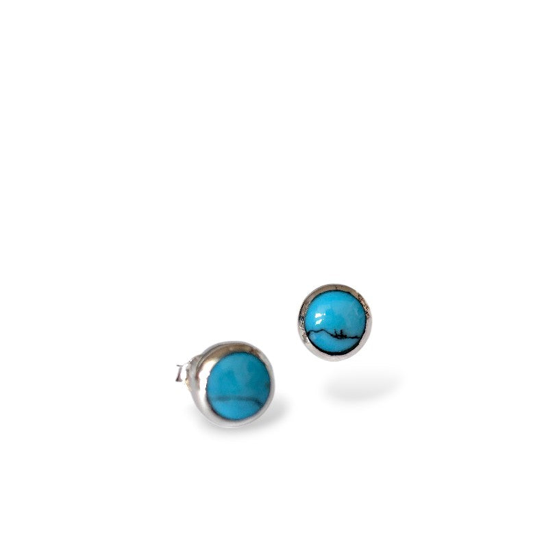 スタッドピアス シルバー925 ターコイズ ラウンド丸 E-1275 シルバーピアス