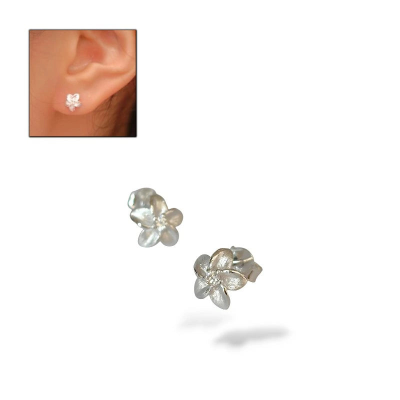 スタッドピアスシルバー925 フラワー プルメリア E-1609 シルバー ピアス