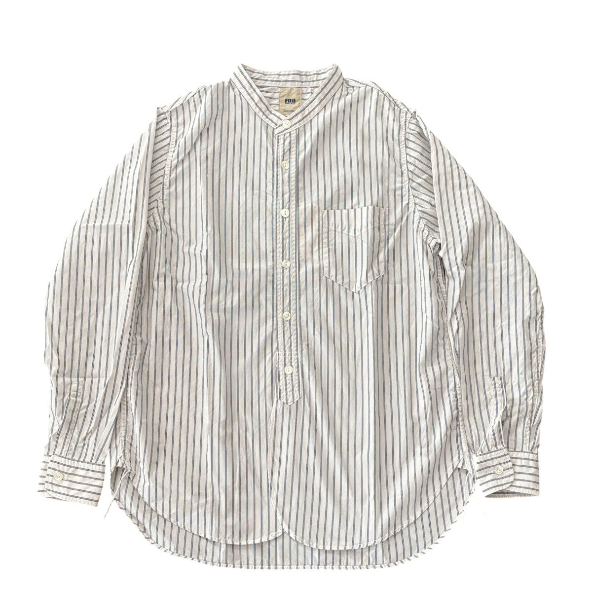 FOB FACTORY エフオービーファクトリー F3509 ストライプ バンドカラーシャツ