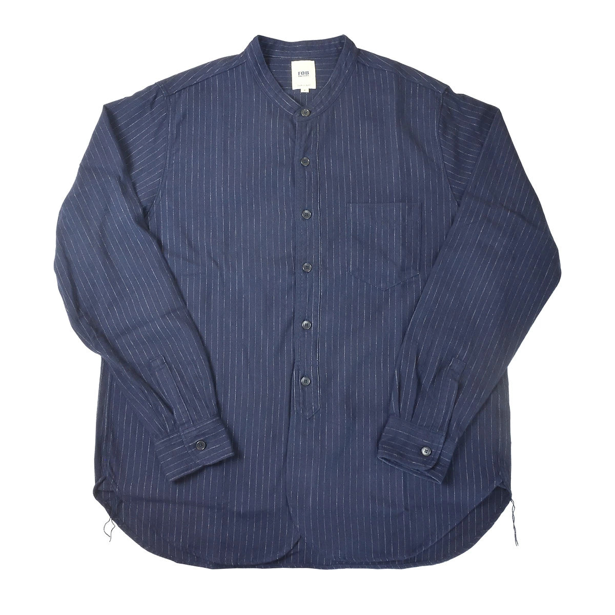 FOB FACTORY エフオービーファクトリー F3485 C/W ストライプバンドカラーシャツ