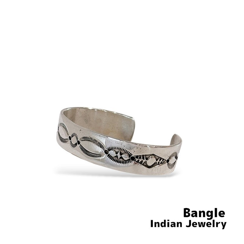 NAVAJO Leonard Maloney スタンプワーク バングル インディアンジュエリー ナバホ スタンプワーク バングル