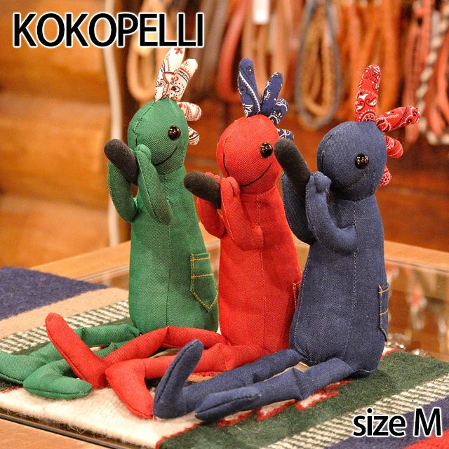 Handmade♡ココペリ×デニム ミニポーチ Kokopelli】 デニムココペリ Mサイズ グリーン レッド ブルー ドール