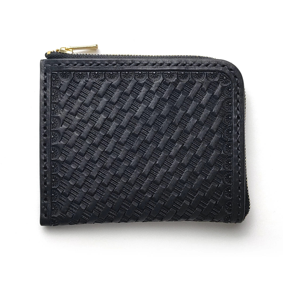 サムライクラフト Lファスナー ハーフウォレット バスケットウィーブスタンピング