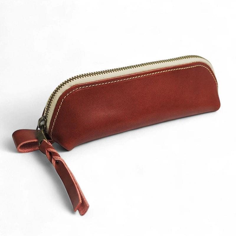 サムライクラフト ペンケース 筆入れ ファスナータイプ 山型 オイルレザー サドルレザー