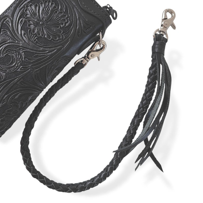 サムライクラフト シェリダンスタイルカービング ラウンドファスナーロングウォレット タイプ2 黒染 2点セット-Crafted for One-