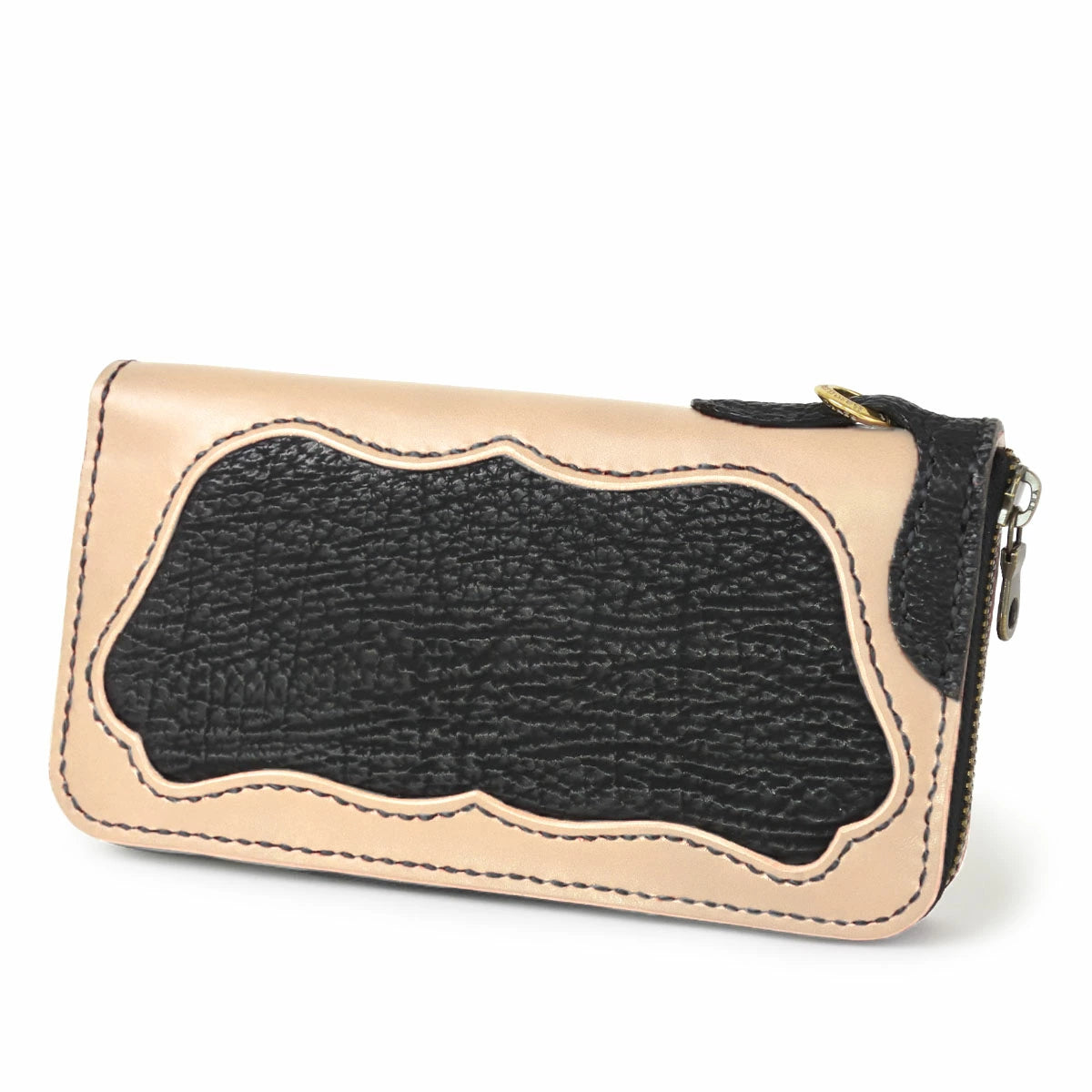 ラウンドファスナー ロングウォレット タイプ1 シャークスキン ダブルインレイ シャーク ウォレットチェーン対応