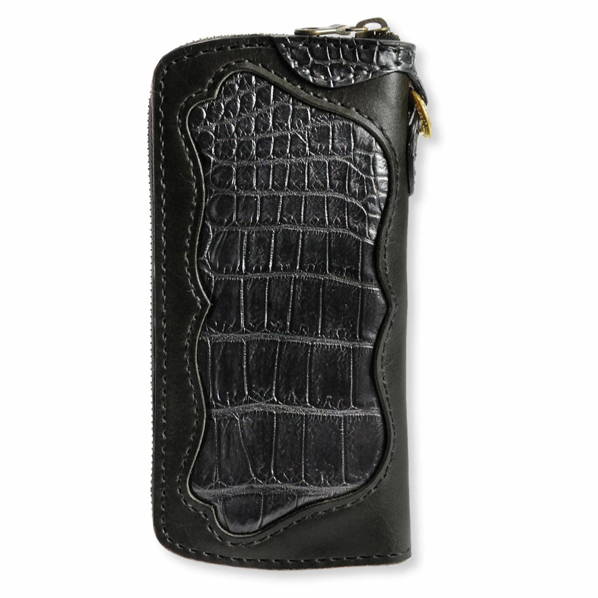 サムライクラフト ラウンドファスナー タイプ2 サドルレザー オイルレザー クロコダイル インレイ ウォレットチェーン対応