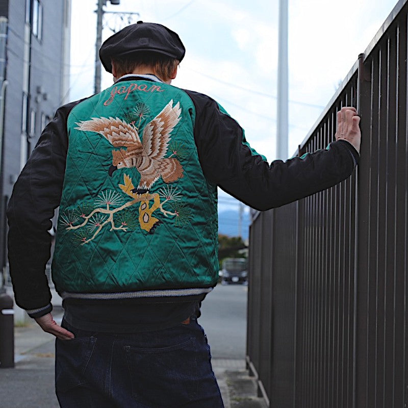 テーラー東洋 60周年記念 スーベニアジャケット スカジャン 別珍 TT15809-119 TIGER HEAD × EAGLE 港商 ステンシル