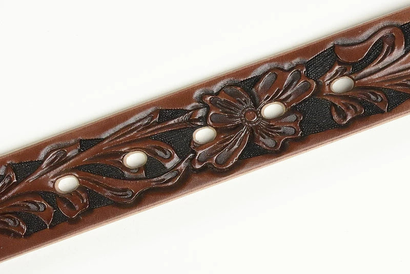 サムライクラフト BL-1 レザーベルト タイプ1 ベンズレザー シェリダンスタイルカービング×バスケットウィーブスタンピング ブラウン