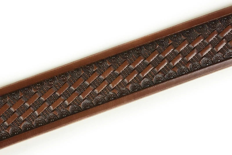 サムライクラフト BL-1 レザーベルト タイプ1 ベンズレザー シェリダンスタイルカービング×バスケットウィーブスタンピング ブラウン