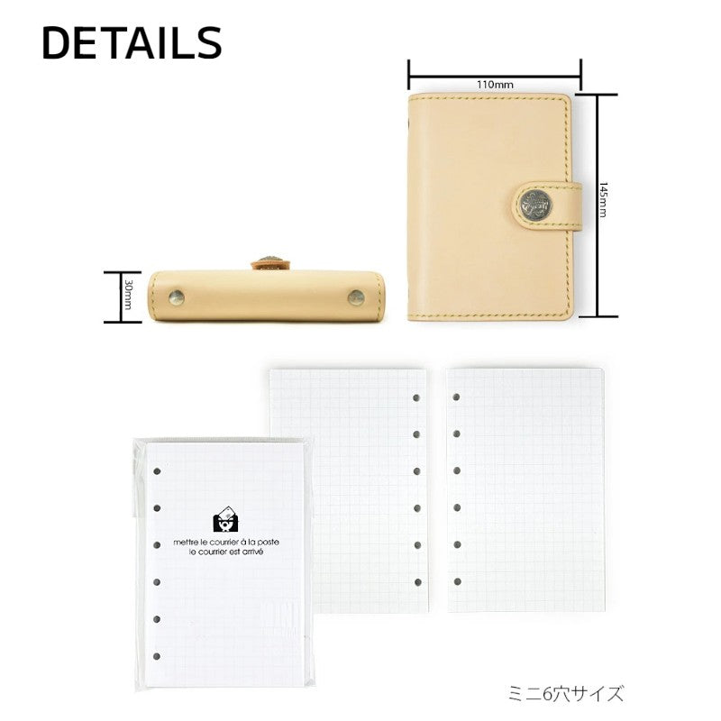 サムライクラフト システム手帳カバー ミニ6穴 バインダー コンチョ付き サドルレザー オイルレザー