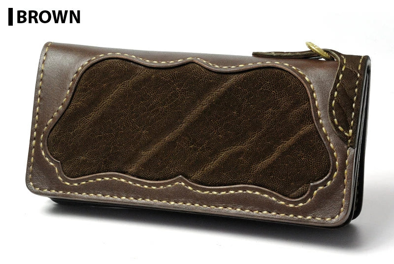 サムライクラフト ロングウォレット A-1 フラップレス 補強あり エレファントレザー インレイ