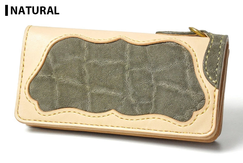 サムライクラフト ロングウォレット A-1 フラップレス 補強あり エレファントレザー インレイ