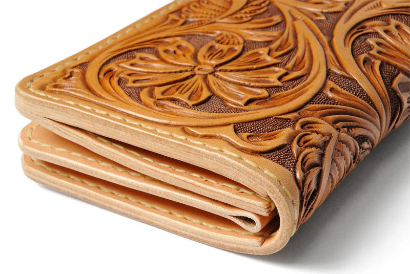 サムライクラフト ロングウォレット A-1 フラップレス シェリダンスタイルカービング タンニング加工