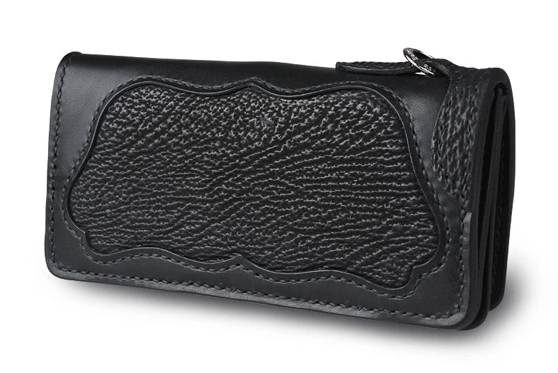 サムライクラフト ロングウォレット A-1 フラップレス 補強あり ブラックサドル シャークスキン インレイ