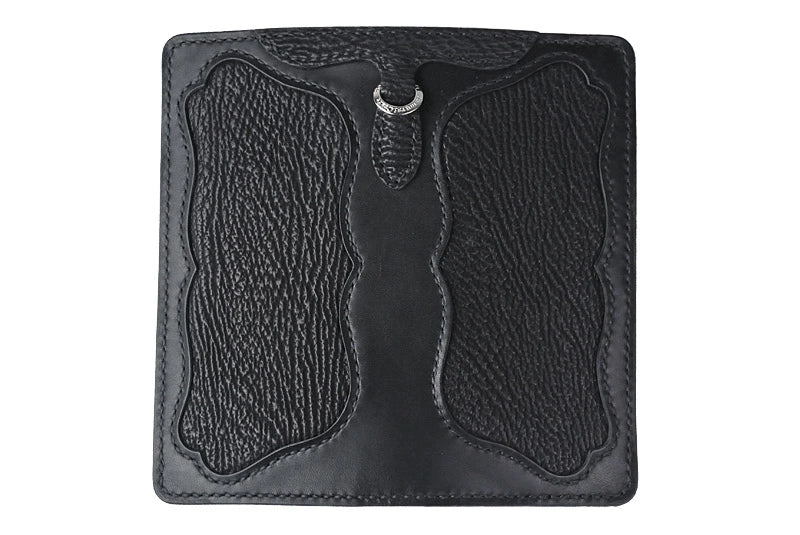 サムライクラフト ロングウォレット A-1 フラップレス 補強あり ブラックサドル シャークスキン インレイ