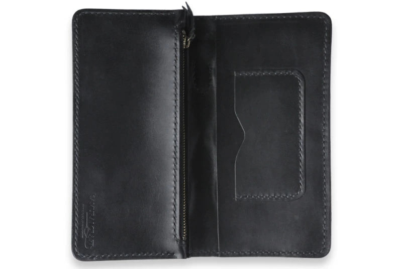 サムライクラフト ロングウォレット A-1 フラップレス 補強あり ブラックサドル シャークスキン インレイ