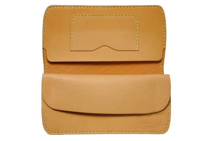 サムライクラフト スリムロングウォレット A-2 フラップレス カスタムモデル バスケットウィーブスタンピング ジオメトリック ハーマンオーク ツーリングレザー サドルレザー