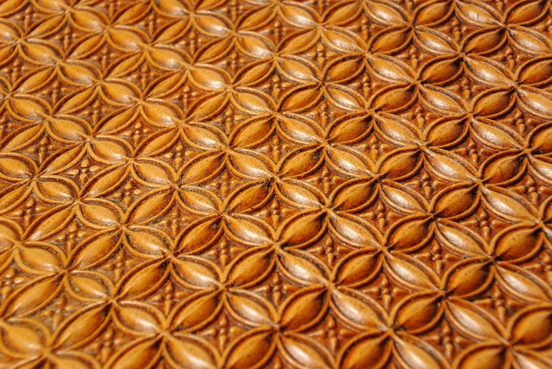 サムライクラフト スリムロングウォレット A-2 フラップレス カスタムモデル バスケットウィーブスタンピング ジオメトリック ハーマンオーク ツーリングレザー サドルレザー