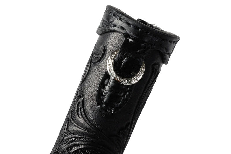 サムライクラフト スリムロングウォレット A-2 フラップレス シェリダンスタイルカービング 補強あり 黒染 サドルレザー