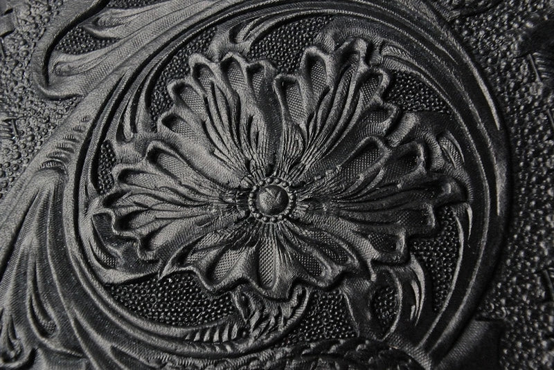 サムライクラフト スリムロングウォレット A-2 フラップレス シェリダンスタイルカービング 補強あり 黒染 サドルレザー