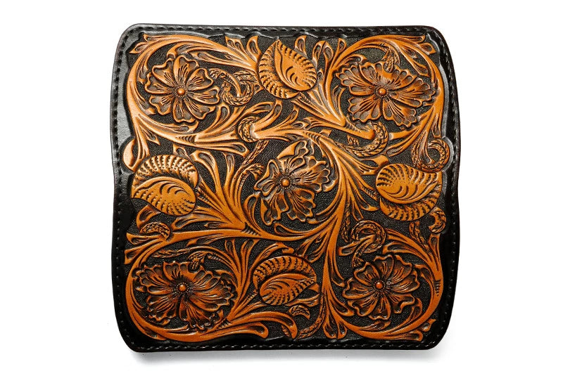 サムライクラフト スリムロングウォレット A-2 フラップレス カスタムモデル シェリダンスタイルカービング ハーマンオーク ツーリングレザー サドルレザー