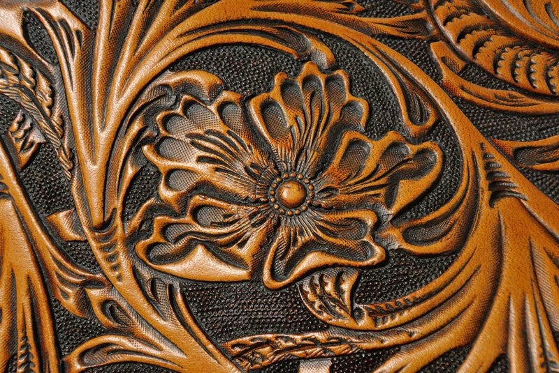 サムライクラフト スリムロングウォレット A-2 フラップレス カスタムモデル シェリダンスタイルカービング ハーマンオーク ツーリングレザー サドルレザー