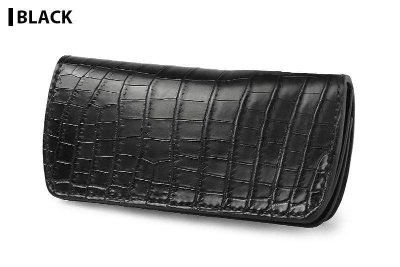 サムライクラフト スリムロングウォレット A-2 フラップレス クロコダイル ブラック オイルレザー