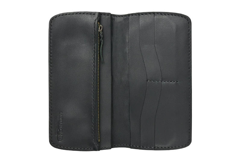 サムライクラフト スリムロングウォレット A-2 フラップレス クロコダイル ブラック オイルレザー