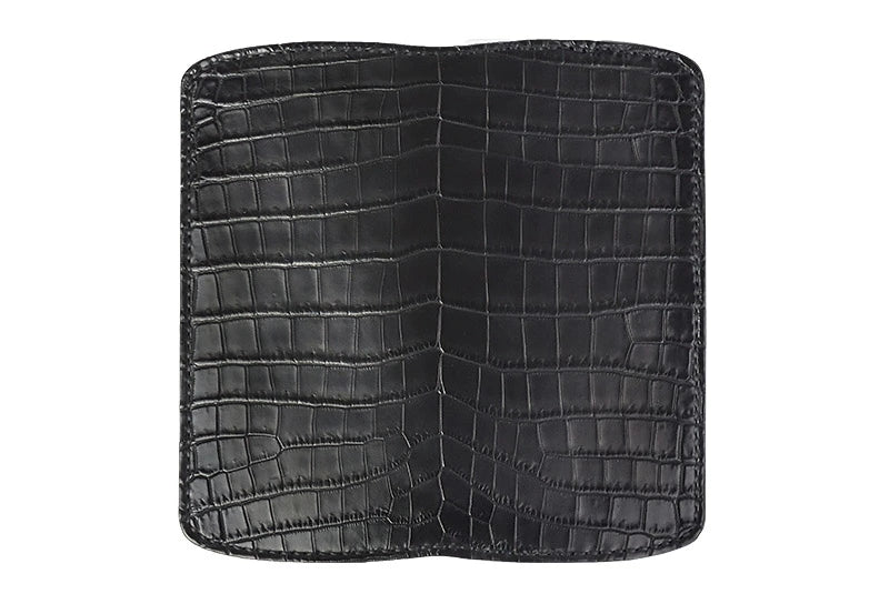 サムライクラフト スリムロングウォレット A-2 フラップレス クロコダイル ブラック オイルレザー