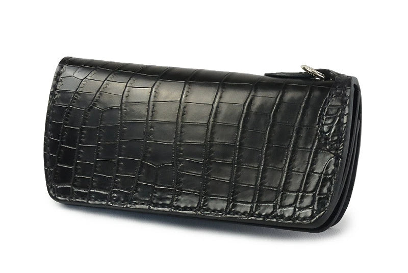サムライクラフト スリムロングウォレット A-2 フラップレス 補強あり クロコダイル ブラック オイルレザー