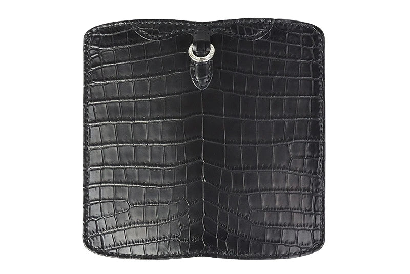 サムライクラフト スリムロングウォレット A-2 フラップレス 補強あり クロコダイル ブラック オイルレザー