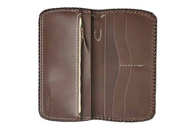 サムライクラフト スリムロングウォレット A-2 フラップレス ダブルステッチ 補強あり サドルレザー オイルレザー