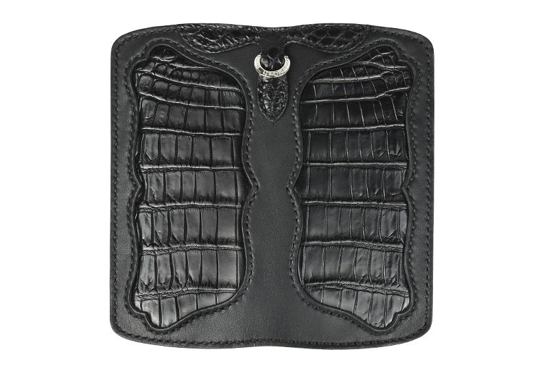 サムライクラフト スリムロングウォレット A-2 フラップレス 補強あり サドルレザー オイルレザー クロコダイル インレイ