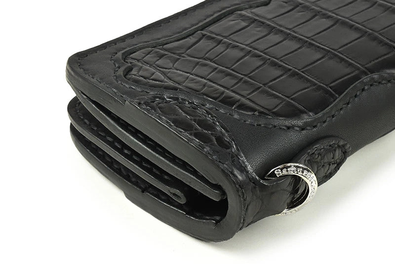 サムライクラフト スリムロングウォレット A-2 フラップレス 補強あり サドルレザー オイルレザー クロコダイル インレイ