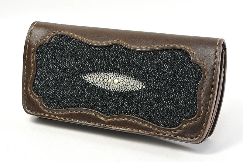 サムライクラフト スリムロングウォレット A-2 フラップレス オイルレザー スティングレイ インレイ