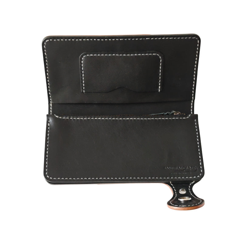 サムライクラフト ロングウォレット A-1 サドルレザー オイルレザー ナチュラル × ブラック