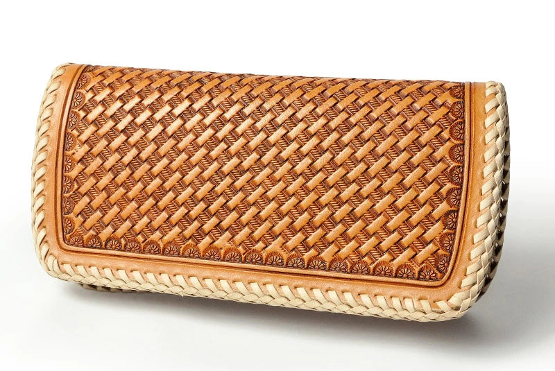 サムライクラフト スリムロングウォレット A-2 フラップレス バスケットウィーブスタンピング ダブルステッチ タンニング加工