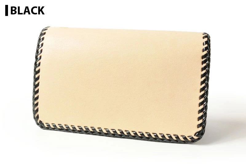 サムライクラフト ミドルウォレット B-10 フラップレス ダブルステッチ サドルレザー ナチュラル