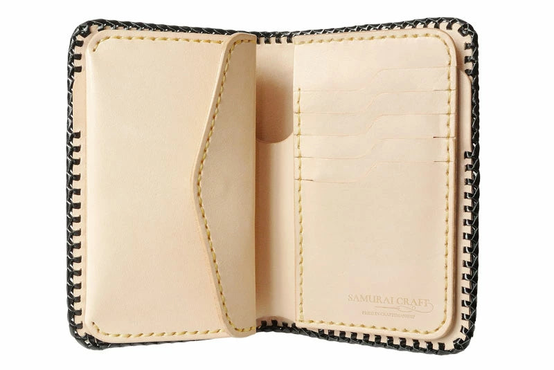 サムライクラフト ミドルウォレット B-10 フラップレス ダブルステッチ サドルレザー ナチュラル