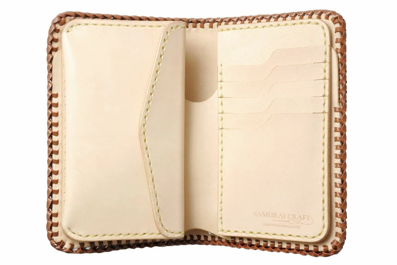 サムライクラフト ミドルウォレット B-10 フラップレス ダブルステッチ サドルレザー ナチュラル