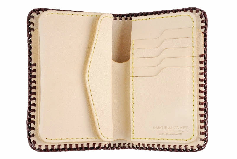 サムライクラフト ミドルウォレット B-10 フラップレス ダブルステッチ サドルレザー ナチュラル