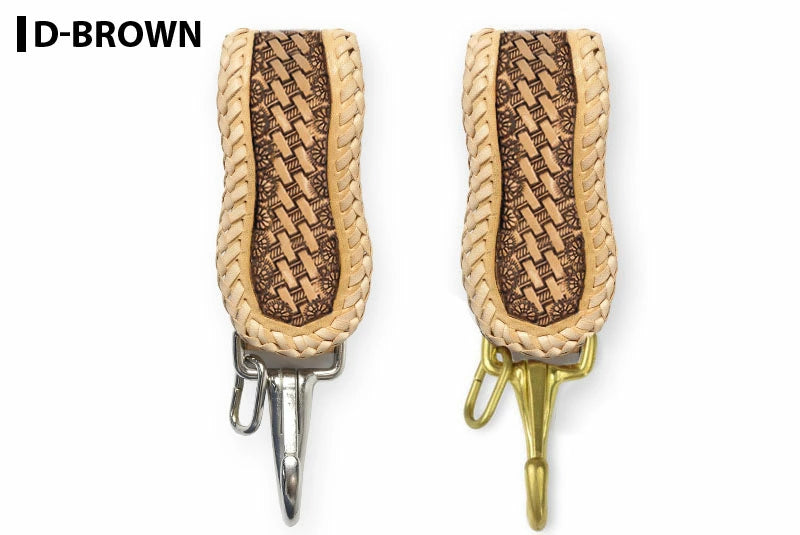 サムライクラフト B-15A type4 ベルトループキーホルダー バスケットウィーブスタンピング ナチュラル ダブルステッチ 隠しボタン