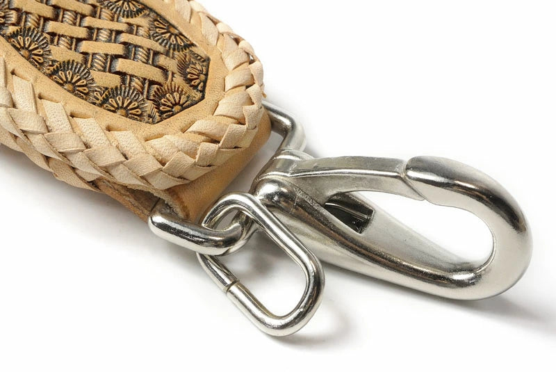 サムライクラフト B-15A type4 ベルトループキーホルダー バスケットウィーブスタンピング ナチュラル ダブルステッチ 隠しボタン