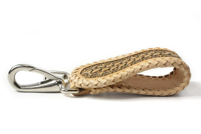 サムライクラフト B-15A type4 ベルトループキーホルダー バスケットウィーブスタンピング ナチュラル ダブルステッチ 隠しボタン