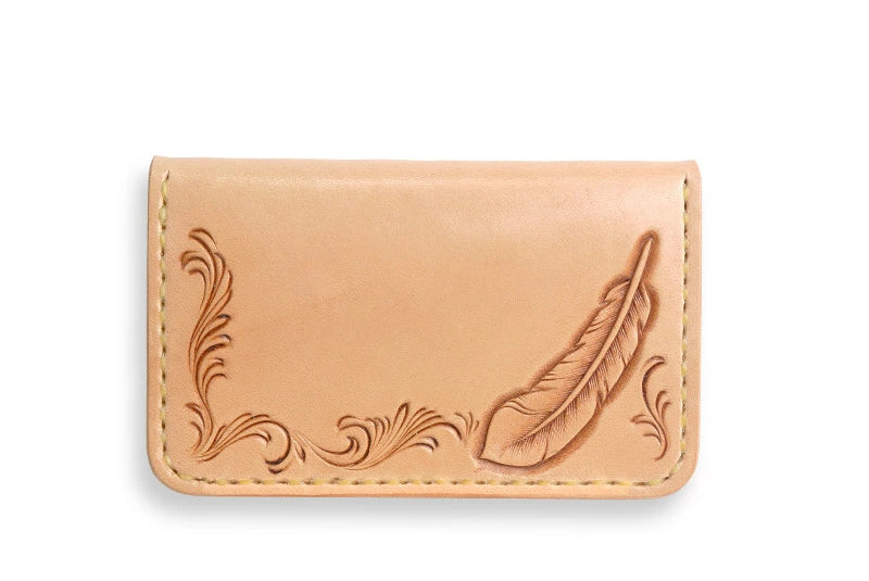 サムライクラフト ジョッター付き名刺入れ 角丸 カードケース サドルレザー カットワーク バスケットウィーブスタンピング