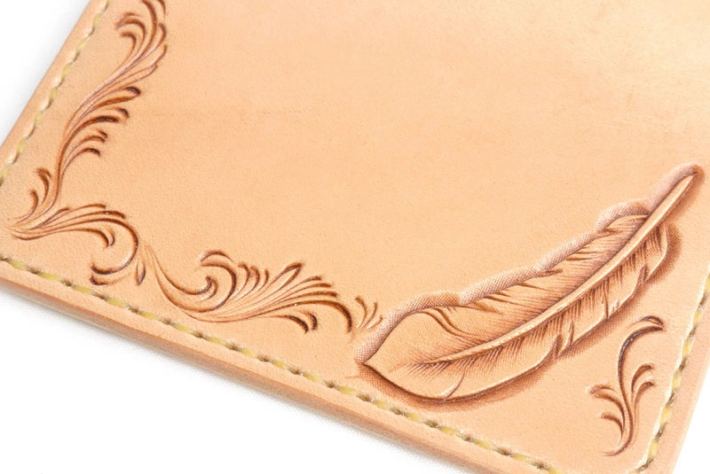 サムライクラフト ジョッター付き名刺入れ 角丸 カードケース サドルレザー カットワーク バスケットウィーブスタンピング