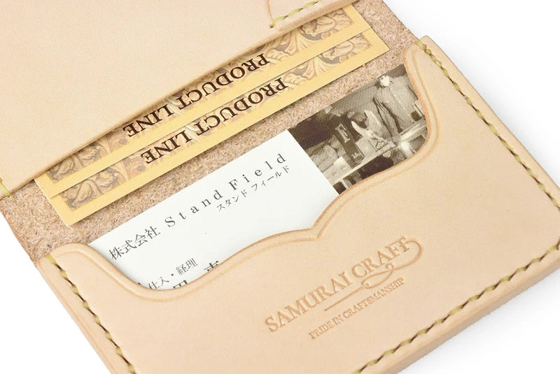 サムライクラフト ジョッター付き名刺入れ 角丸 カードケース サドルレザー カットワーク