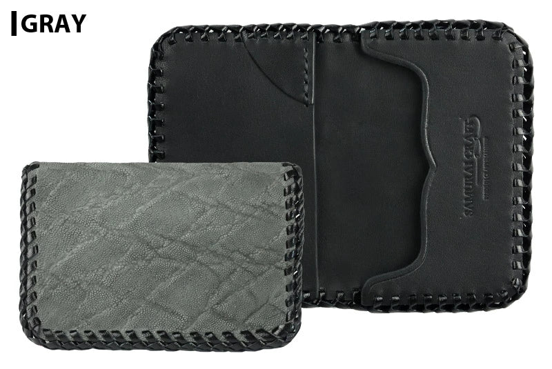 サムライクラフト ジョッター付き名刺入れ 角丸 カードケース エレファントスキン オイルレザー ダブルステッチ