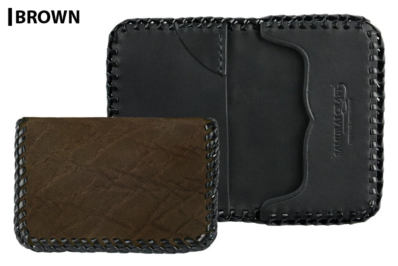 サムライクラフト ジョッター付き名刺入れ 角丸 カードケース エレファントスキン オイルレザー ダブルステッチ